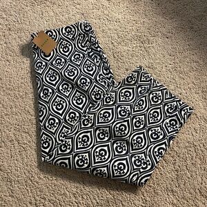 Boden Cropped Pants Size 10P Navy White Print Highwaisted